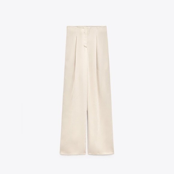 ZARA SATIN EFFECT FULL LENGTH DART PANTS - Picture 5 of 10